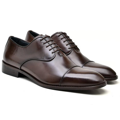 Zapatos de vestir Oxford de piel para hombre, color marrón
