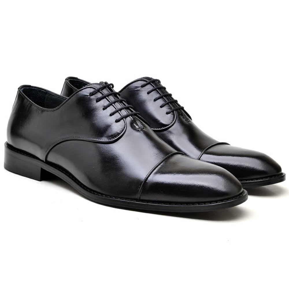 Zapatos de vestir Oxford de cuero negro para hombre