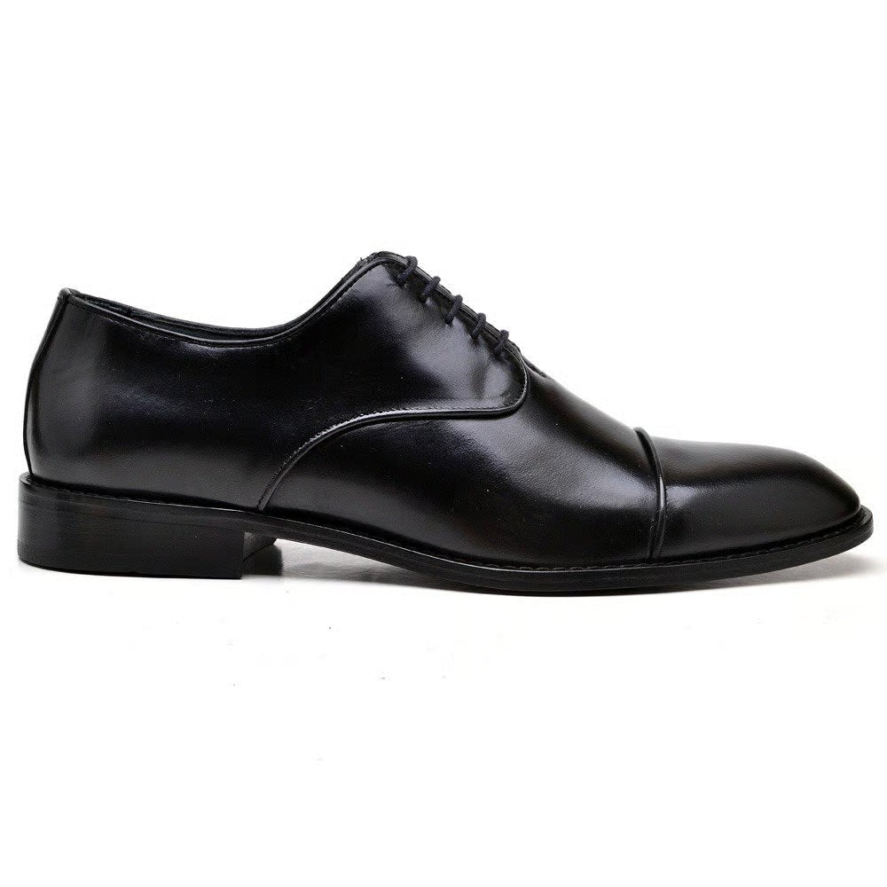 Zapatos de vestir Oxford de cuero negro para hombre
